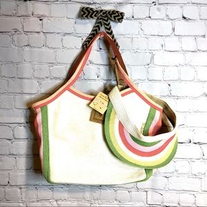 NEW w,tags - SUN N SAND Rattan, Packable/Crushable Travel Tote and Visor